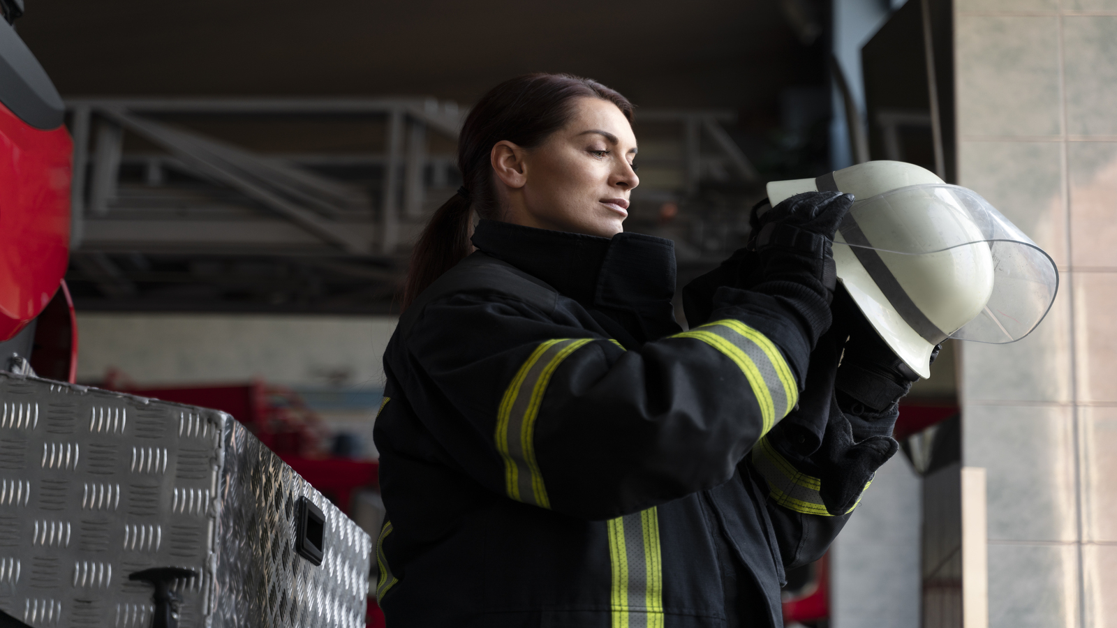 Vistoria do Corpo de Bombeiros sendo reaqlizada por uma mulher(brigadista)